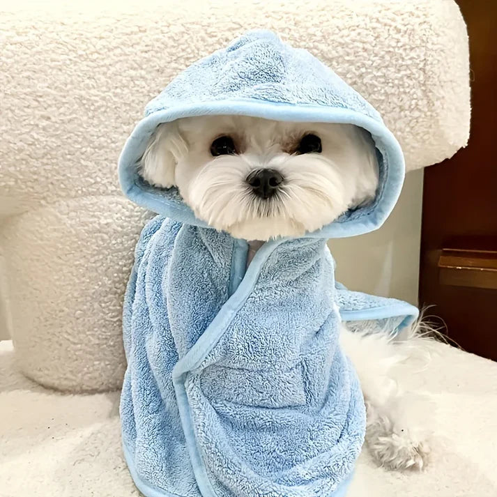 Super Absorbent Cute Pet Bathrobe For Small Dogs Cats Quick Drying Soft Comfortable All Seasons Secure Closure