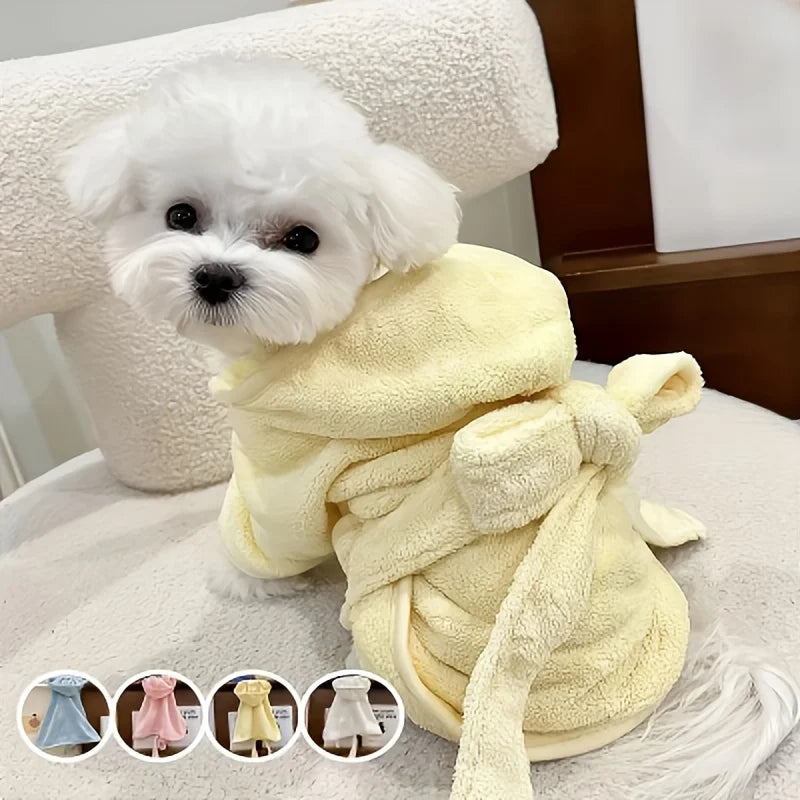 Super Absorbent Cute Pet Bathrobe For Small Dogs Cats Quick Drying Soft Comfortable All Seasons Secure Closure