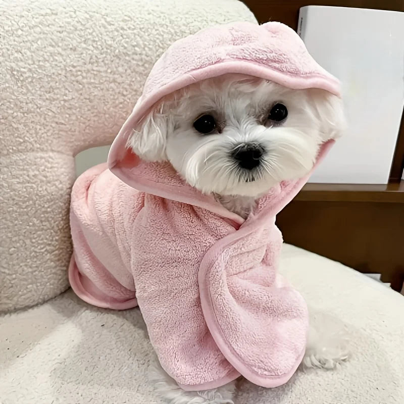 Super Absorbent Cute Pet Bathrobe For Small Dogs Cats Quick Drying Soft Comfortable All Seasons Secure Closure