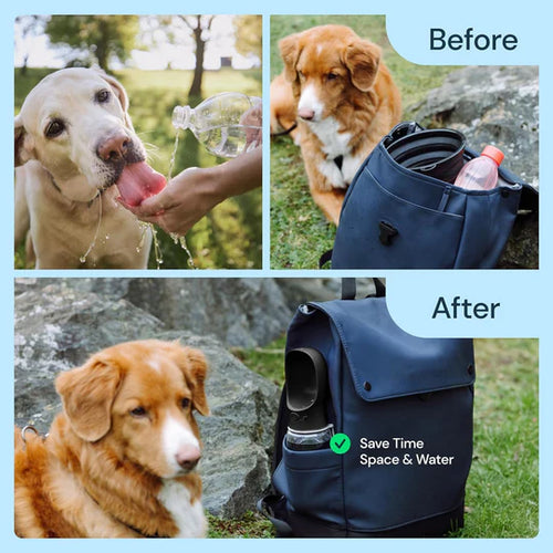 Portable Dog Water Bottle – Leak-Proof Pet Travel Dispenser with Built-In Bowl for Walking & Hiking
