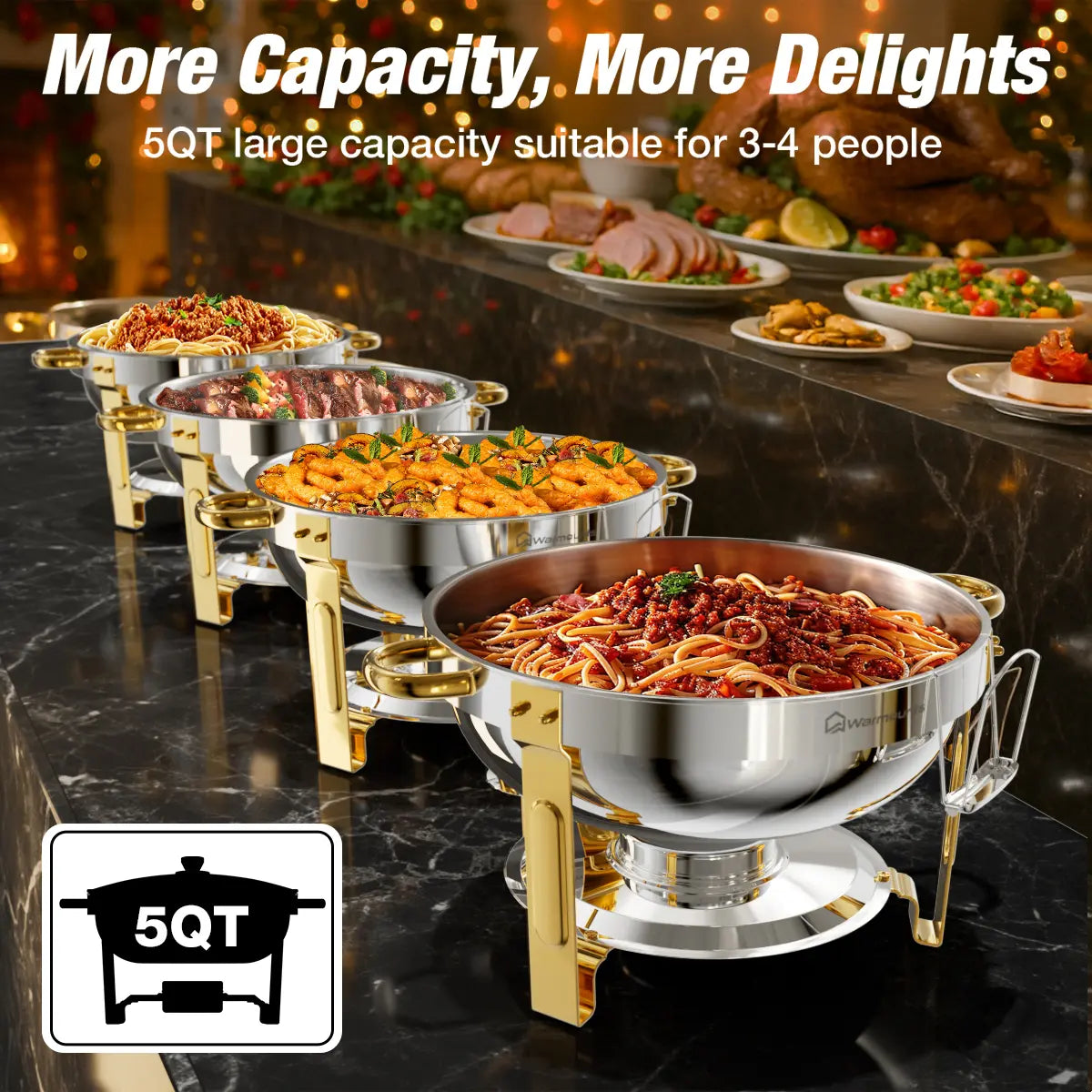 WARMOUNTS 5-Quart Buffet Warmer Set — Ideal for Parties, Catering Events, Weddings, and Banquets