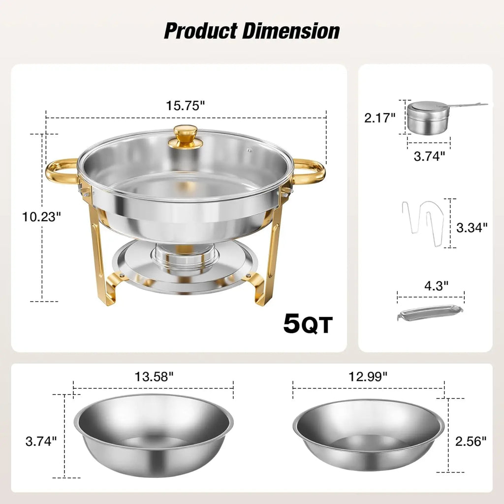WARMOUNTS 5-Quart Buffet Warmer Set — Ideal for Parties, Catering Events, Weddings, and Banquets