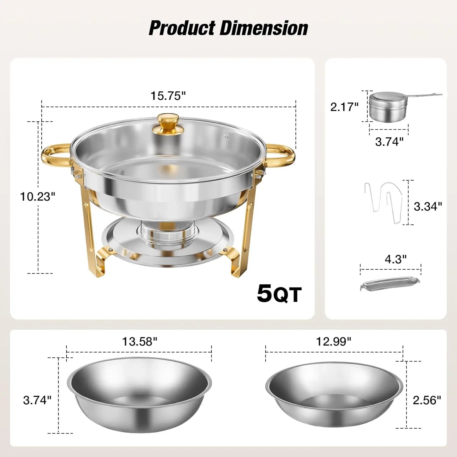 WARMOUNTS 5-Quart Buffet Warmer Set — Ideal for Parties, Catering Events, Weddings, and Banquets